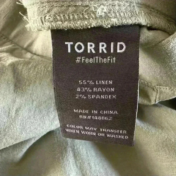 Torrid sage green linen blend wide leg ankle pants size 0 - Picture 13 of 14